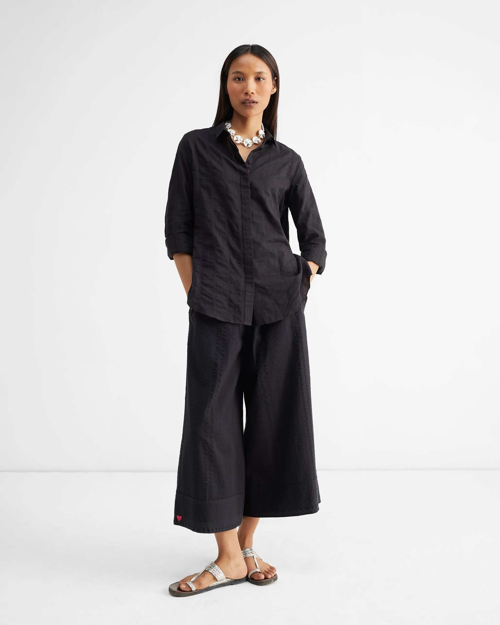 The Waterfall Shirt Set - Black