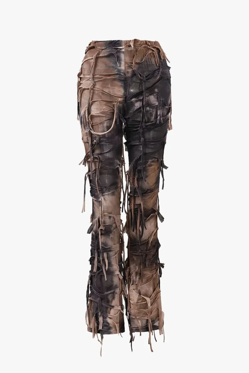Tie Dye Distressed Two-Piece Pants Set