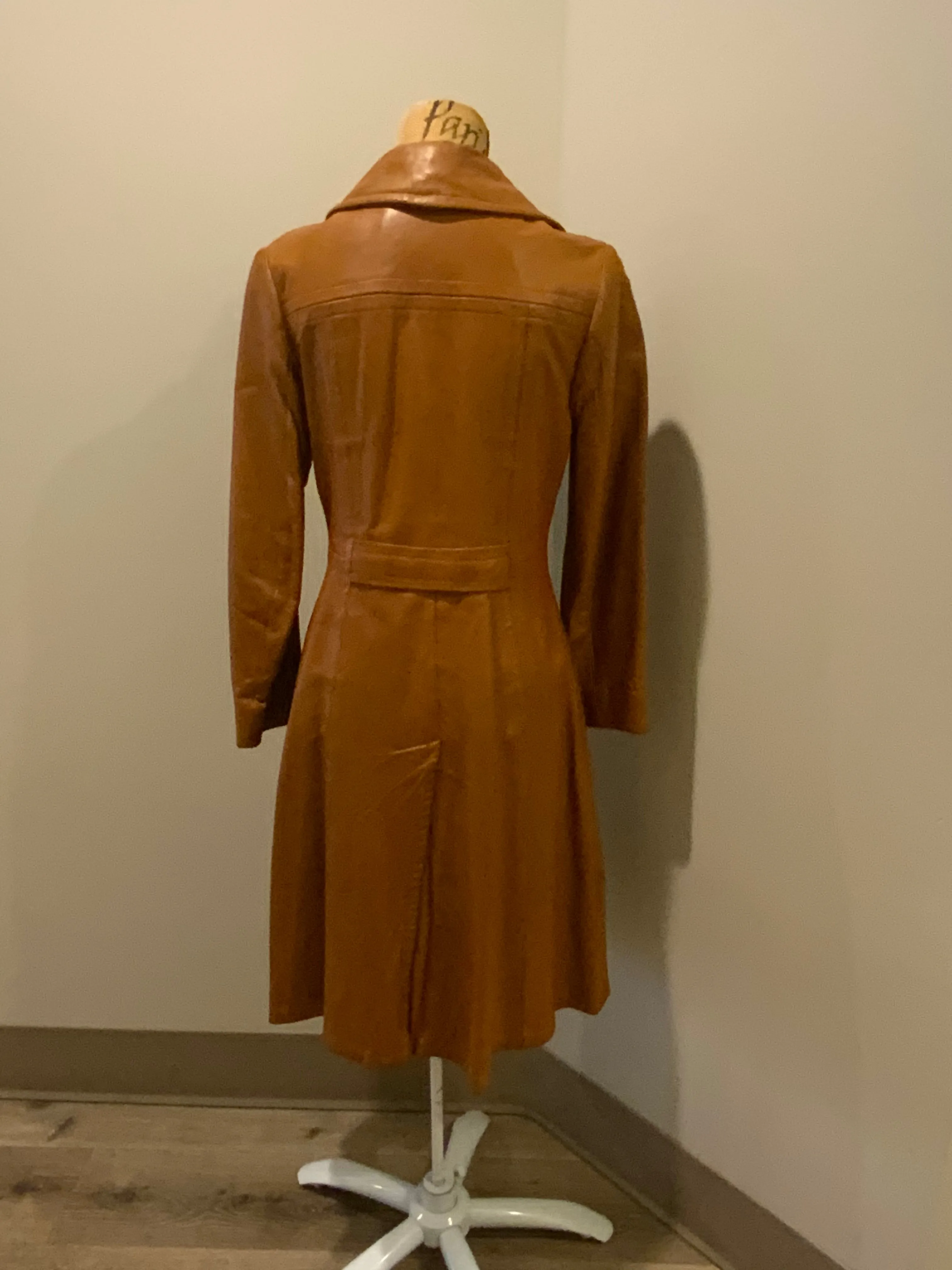 Vintage Caramel Brown Leather Coat, SOLD