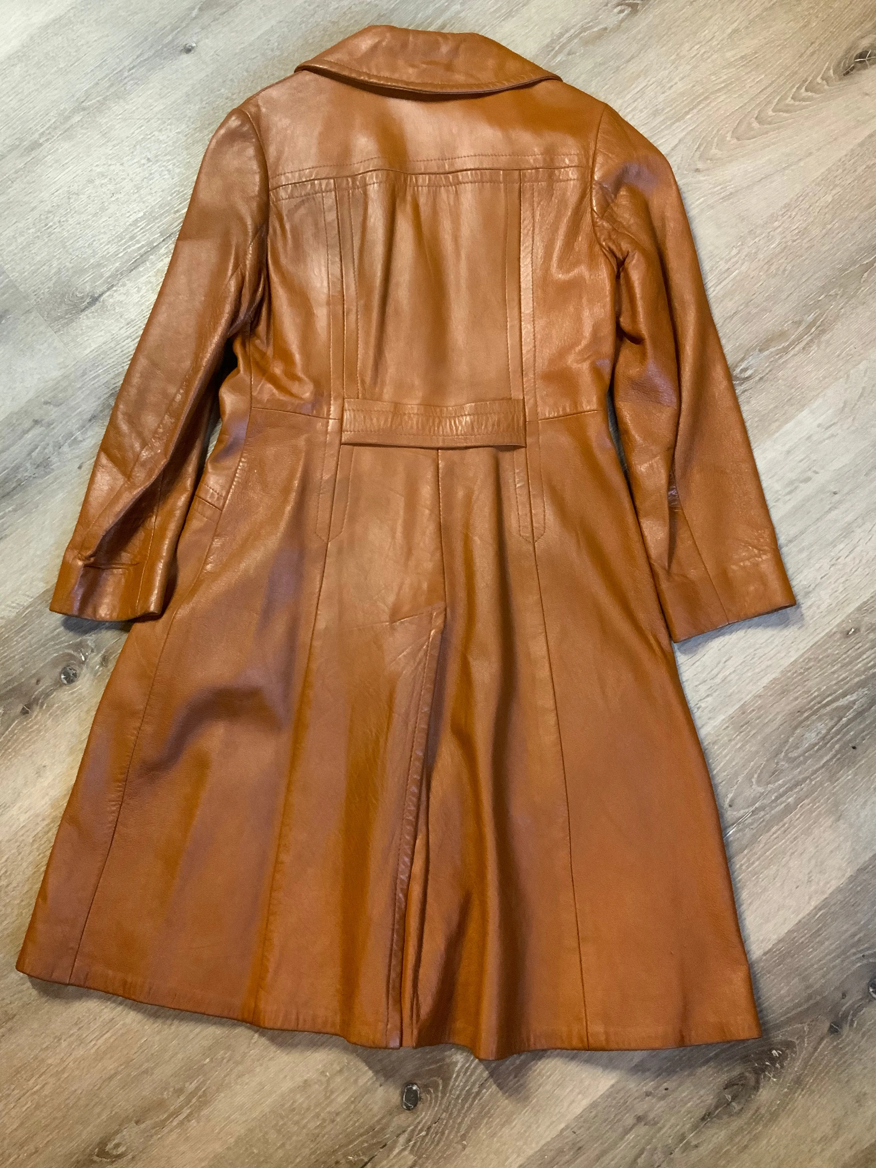 Vintage Caramel Brown Leather Coat, SOLD