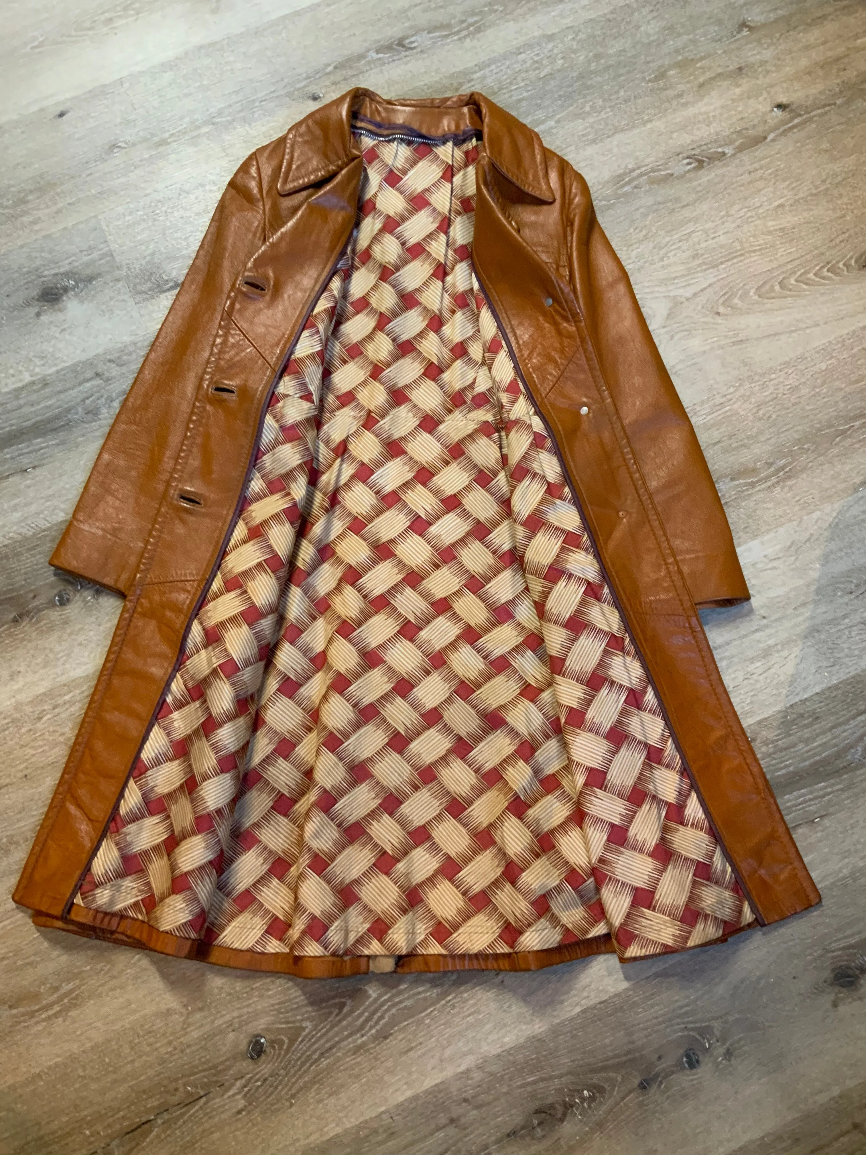 Vintage Caramel Brown Leather Coat, SOLD