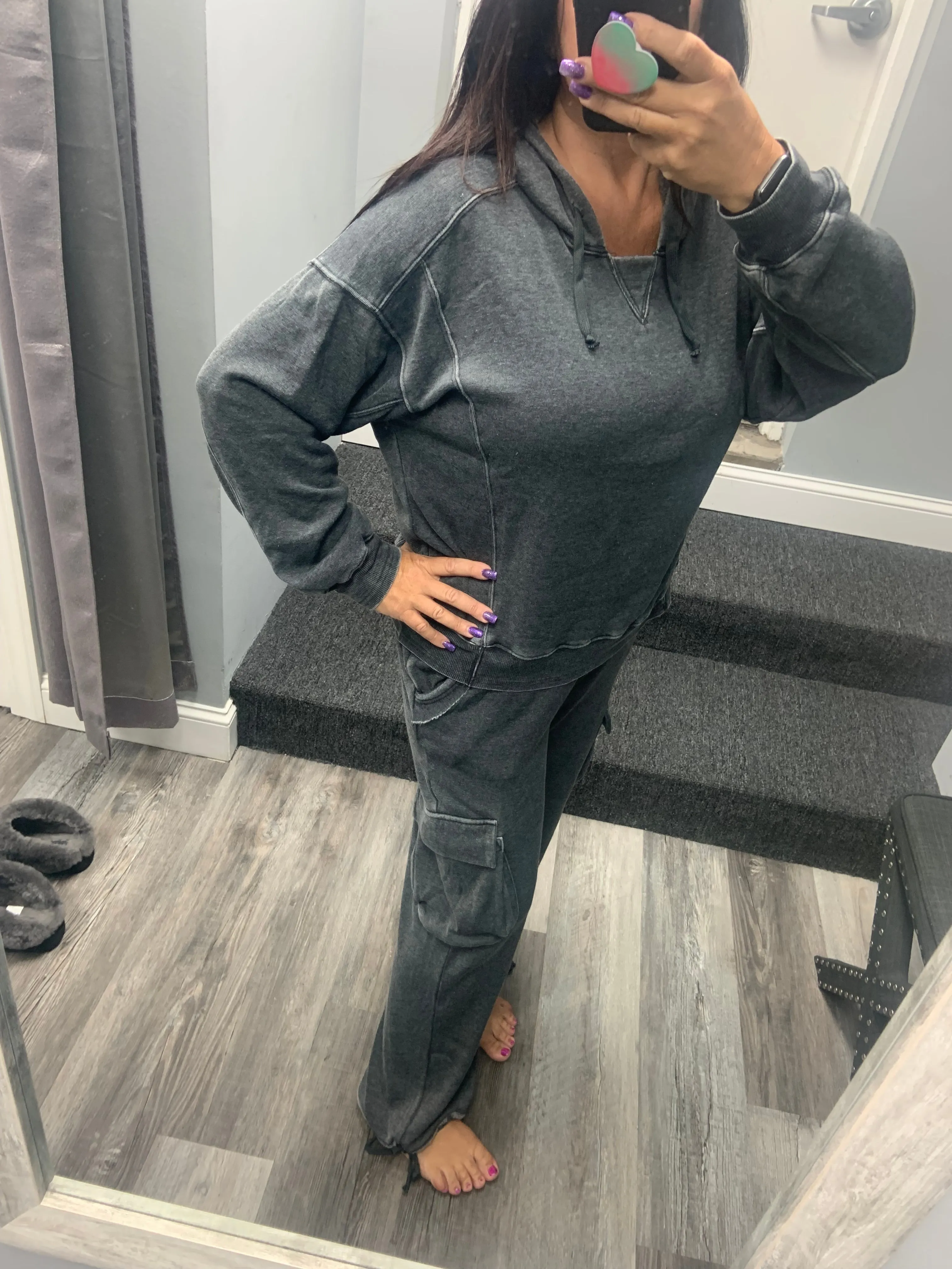 VINTAGE HAVANA CHARCOAL CASHMERE FLEECE HOODIE