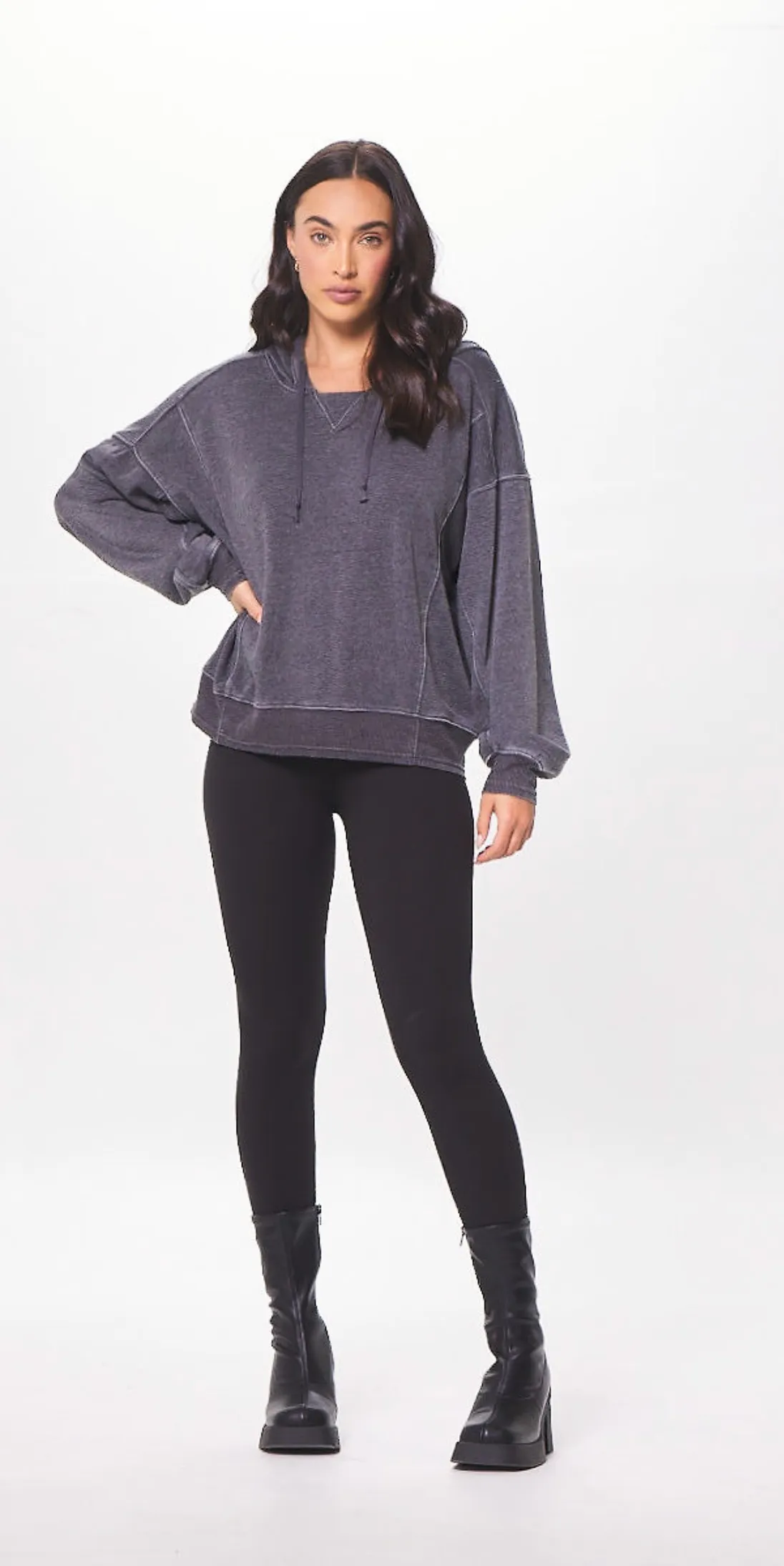 VINTAGE HAVANA CHARCOAL CASHMERE FLEECE HOODIE