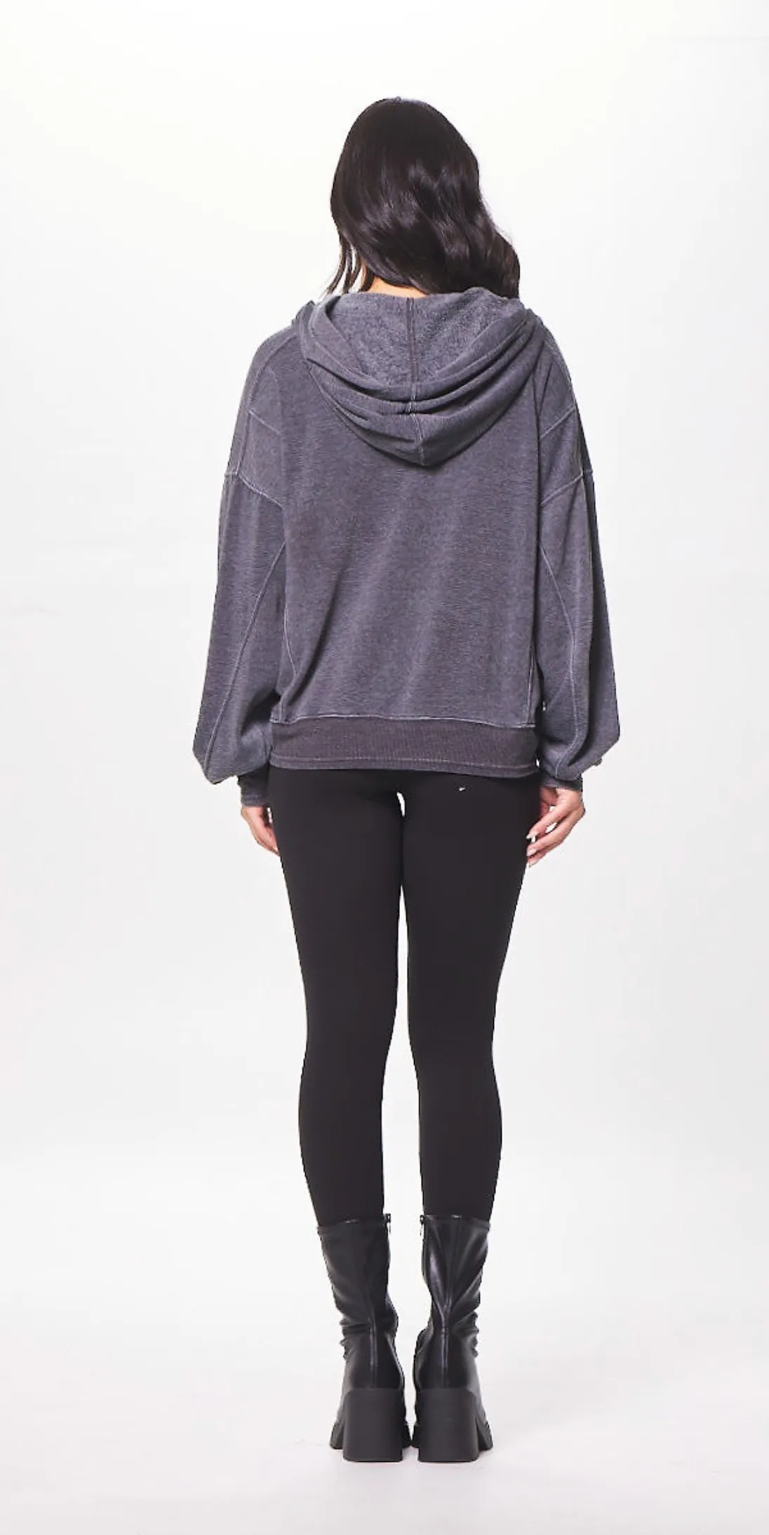 VINTAGE HAVANA CHARCOAL CASHMERE FLEECE HOODIE