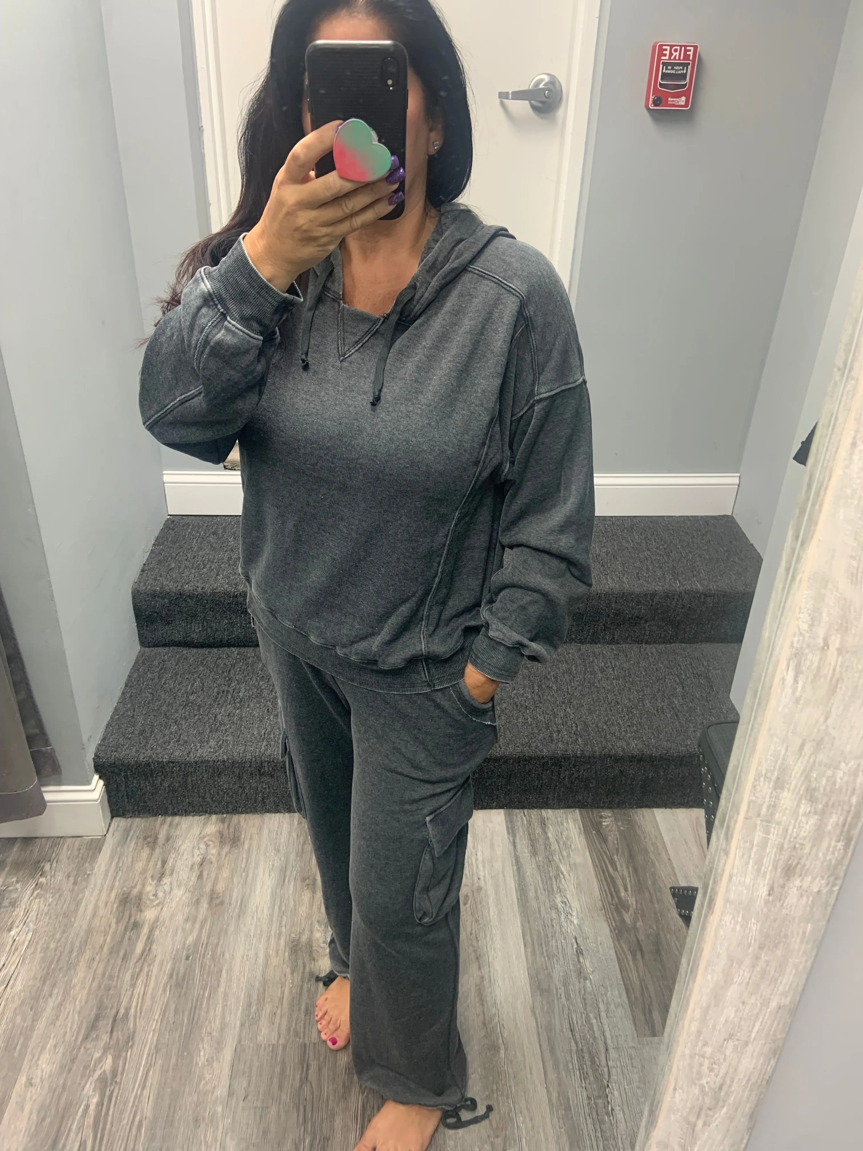 VINTAGE HAVANA CHARCOAL CASHMERE FLEECE HOODIE