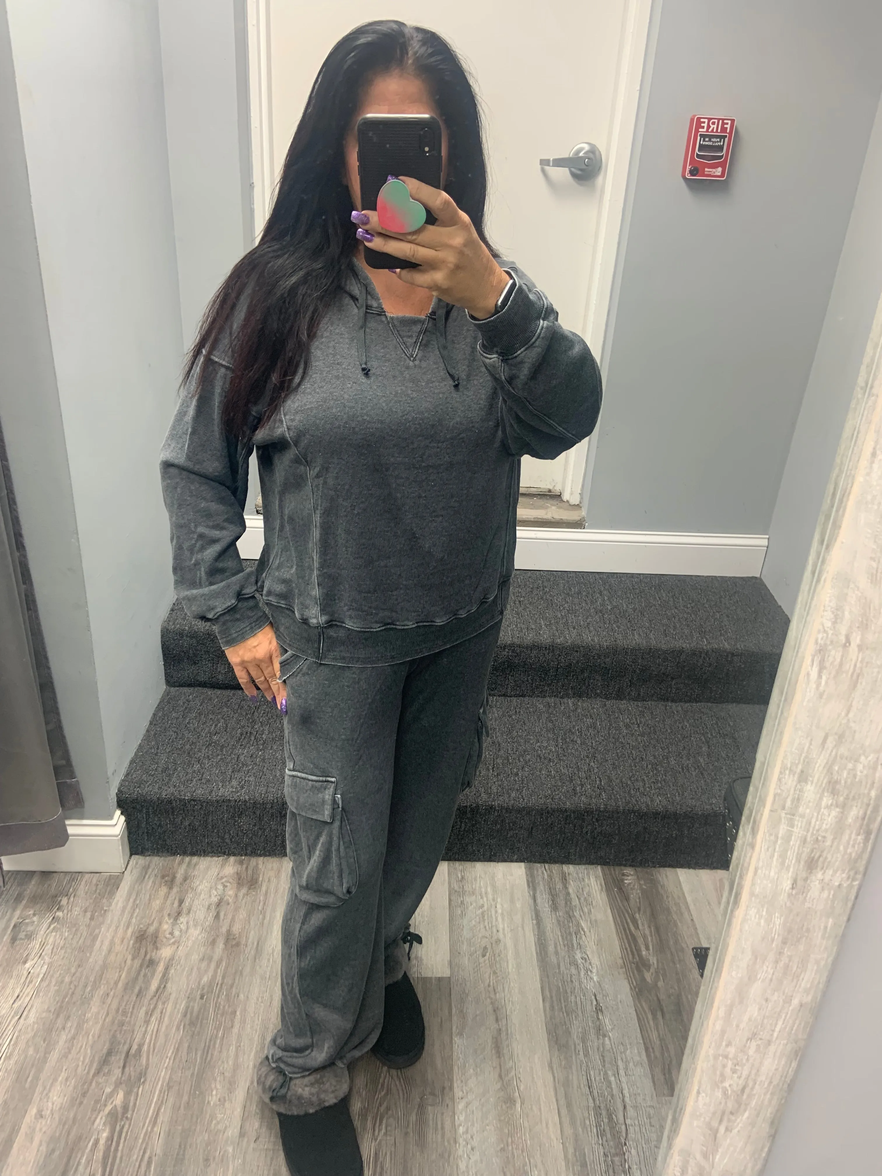 VINTAGE HAVANA CHARCOAL CASHMERE FLEECE HOODIE