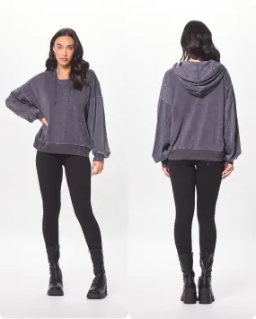 VINTAGE HAVANA CHARCOAL CASHMERE FLEECE HOODIE