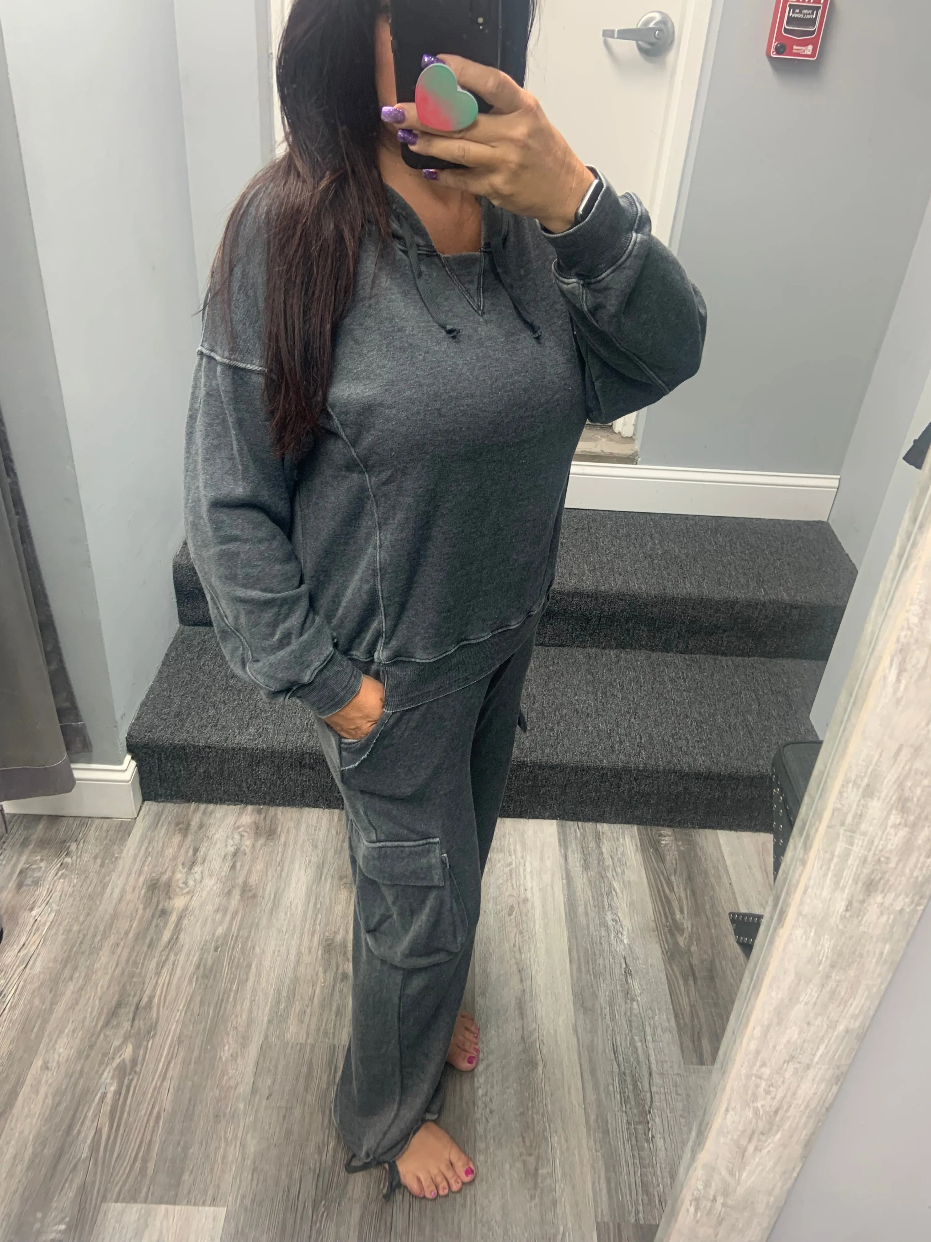 VINTAGE HAVANA CHARCOAL CASHMERE FLEECE HOODIE
