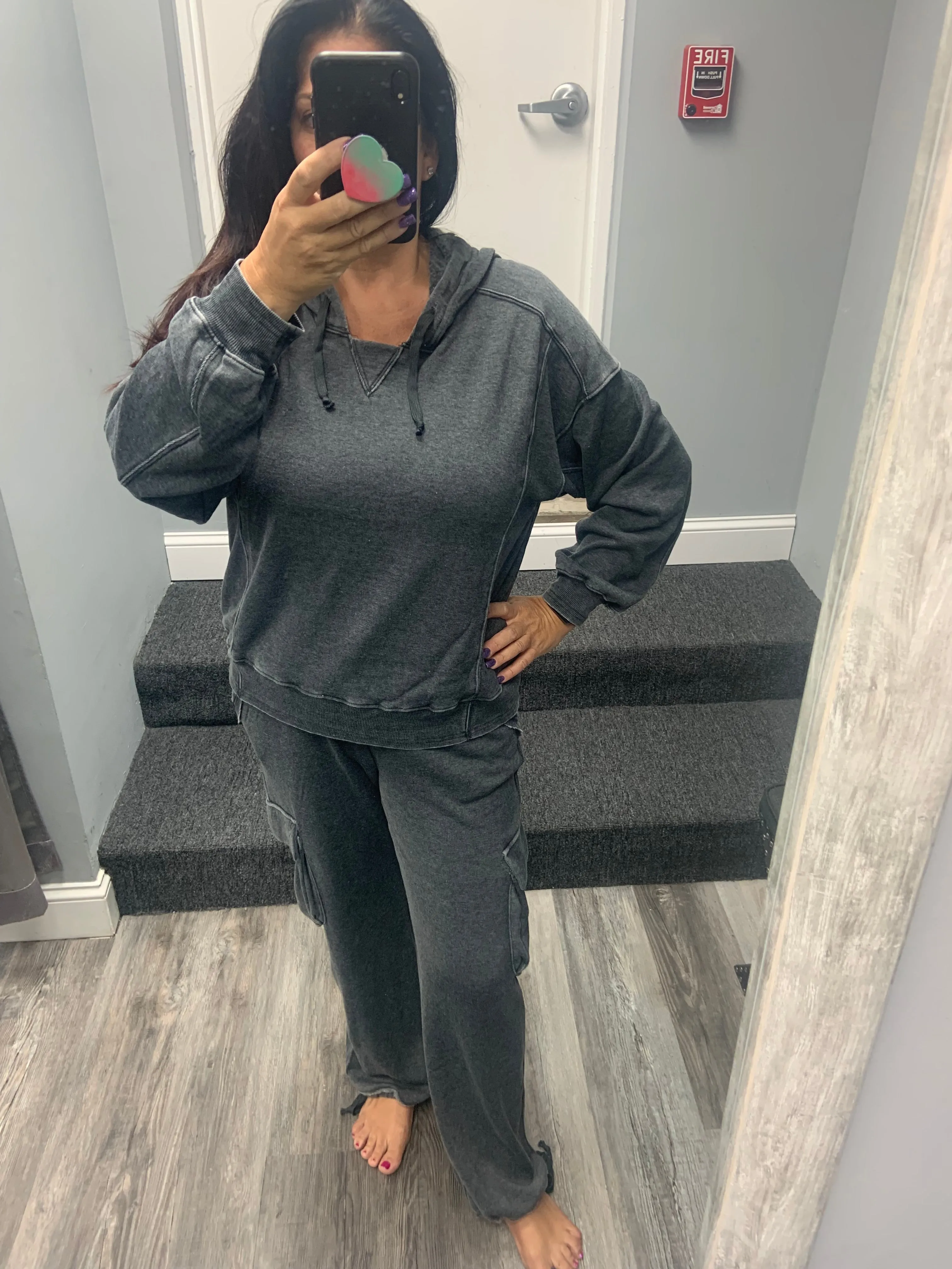 VINTAGE HAVANA CHARCOAL CASHMERE FLEECE HOODIE