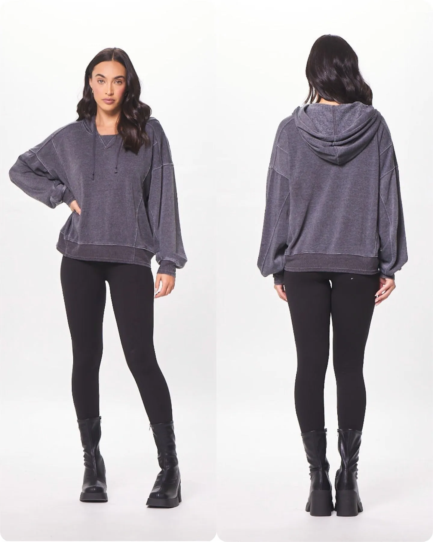 VINTAGE HAVANA CHARCOAL CASHMERE FLEECE HOODIE
