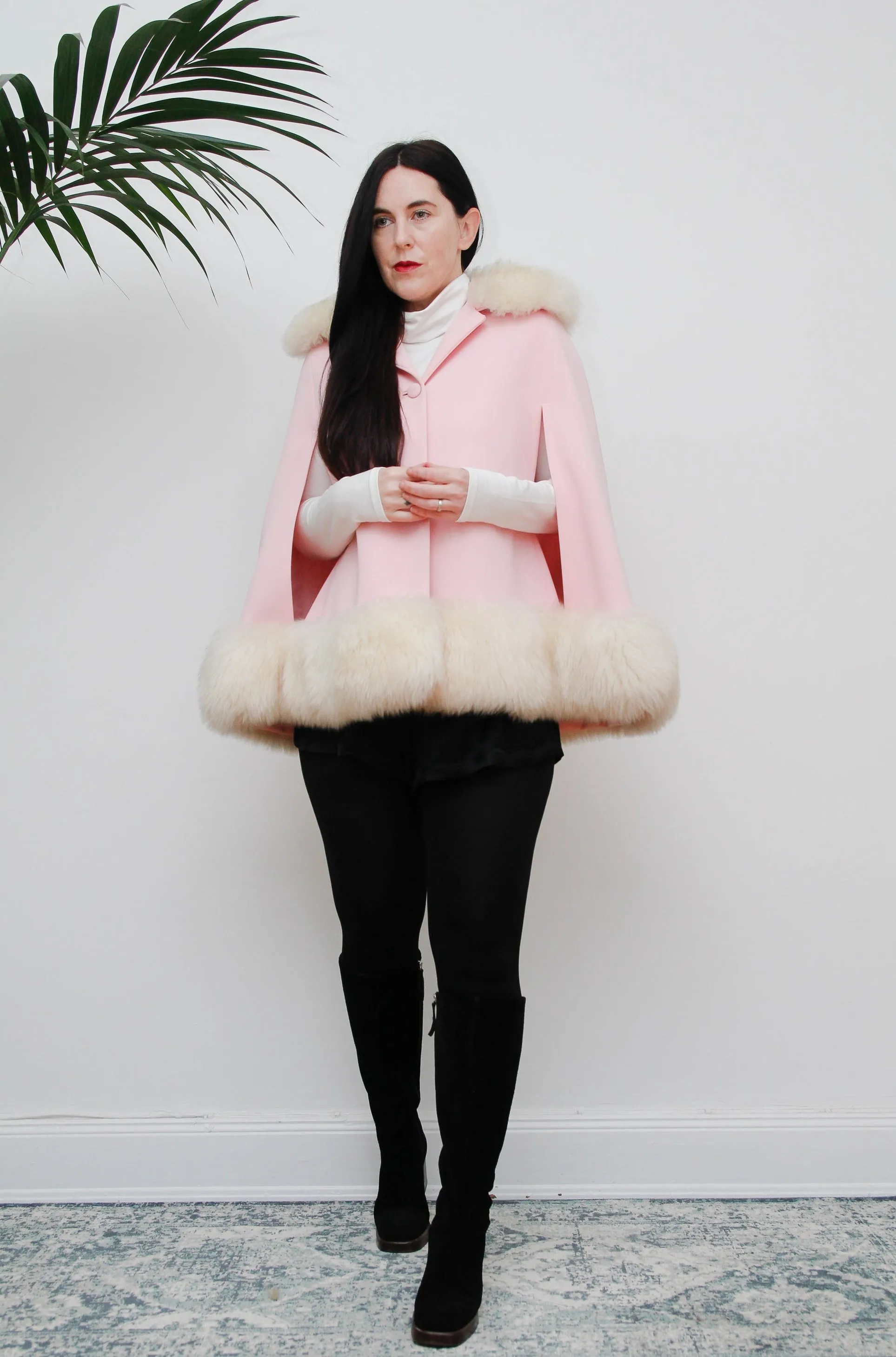 Vintage Lilli Ann Sheepskin Rare 1950's Cape