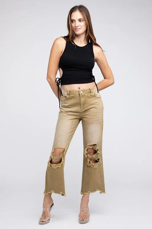 Vintage Washed Wide Leg Pants