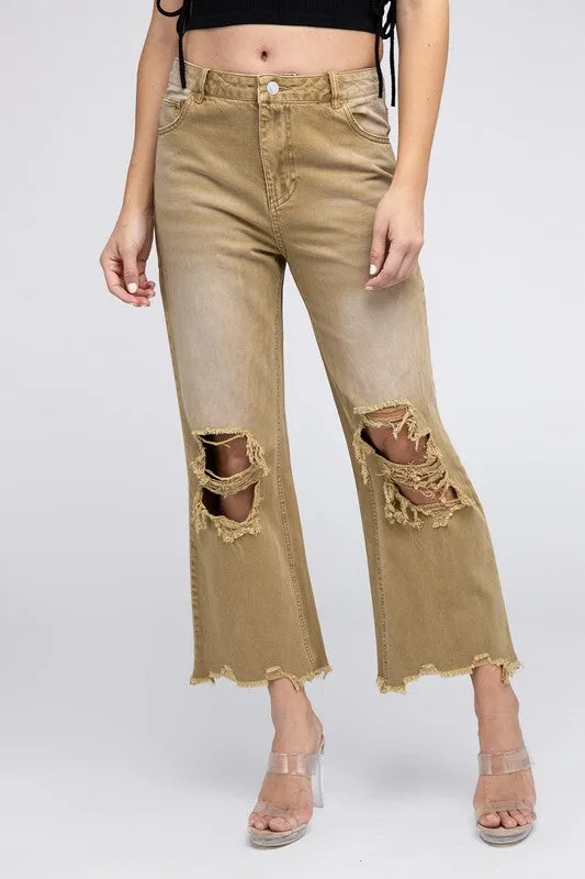 Vintage Washed Wide Leg Pants