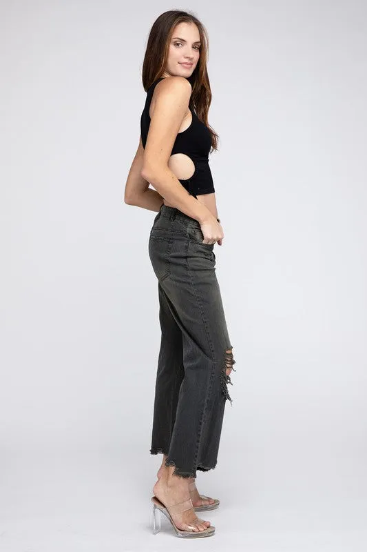 Vintage Washed Wide Leg Pants