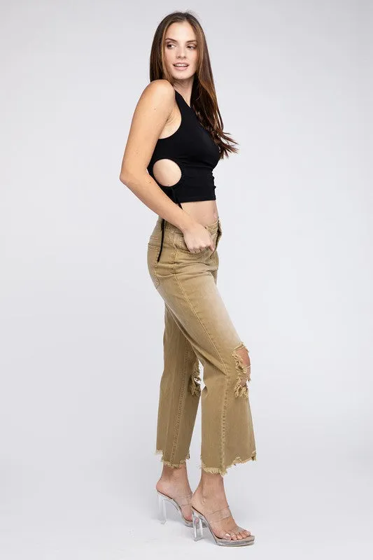 Vintage Washed Wide Leg Pants