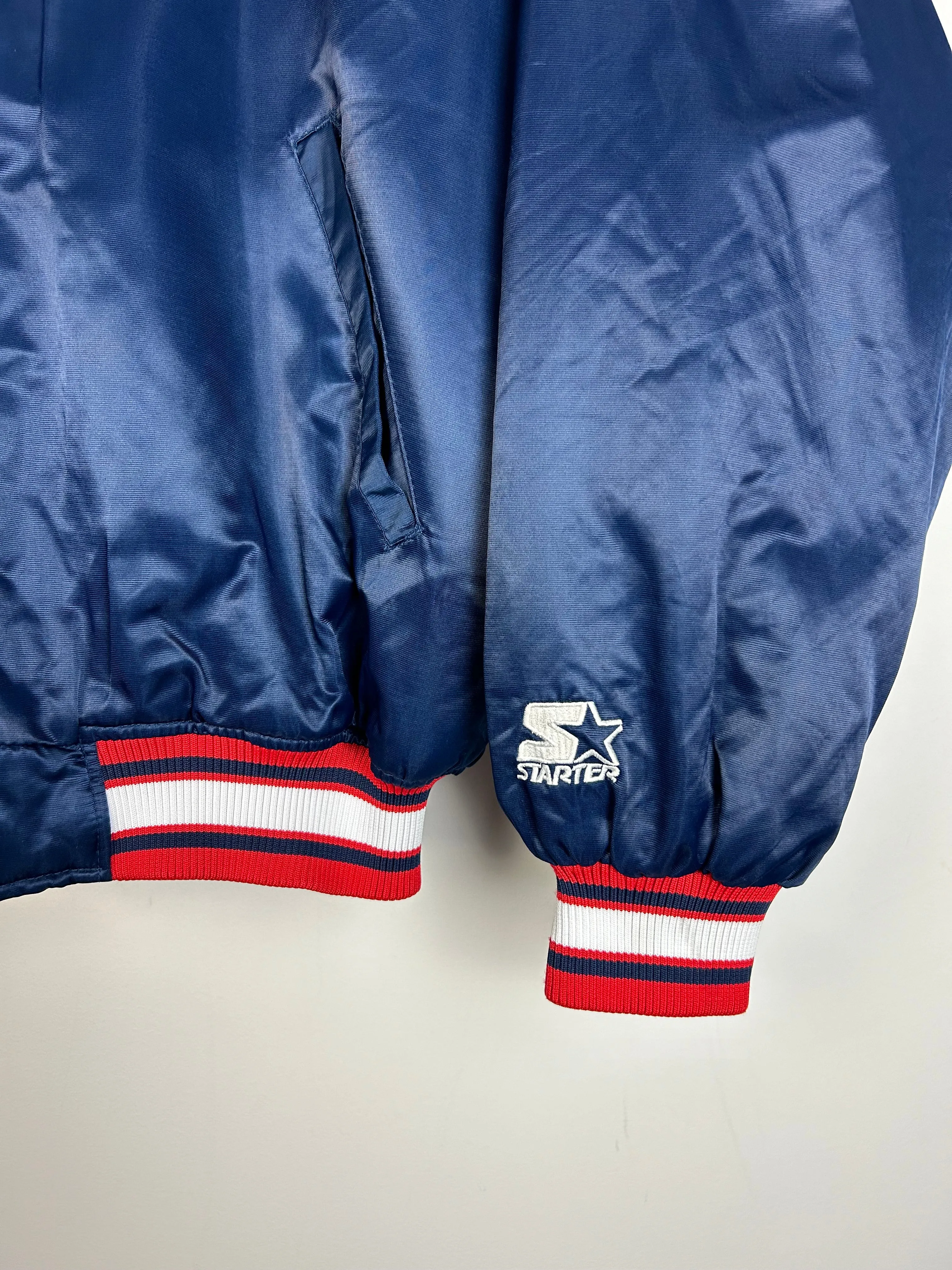 Vintage Y2K Starter Cleveland Indians Navy Satin Varsity Jacket