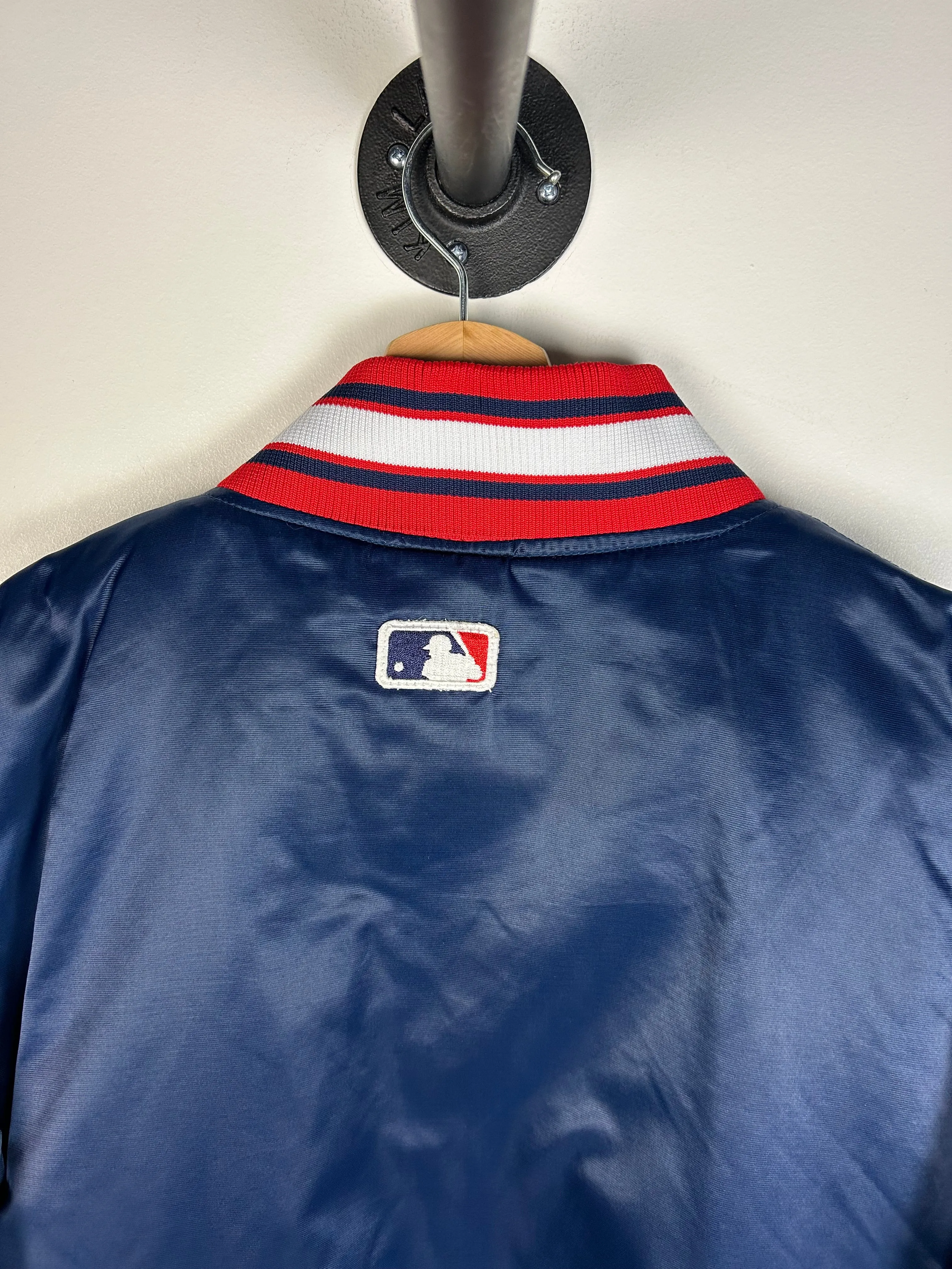 Vintage Y2K Starter Cleveland Indians Navy Satin Varsity Jacket