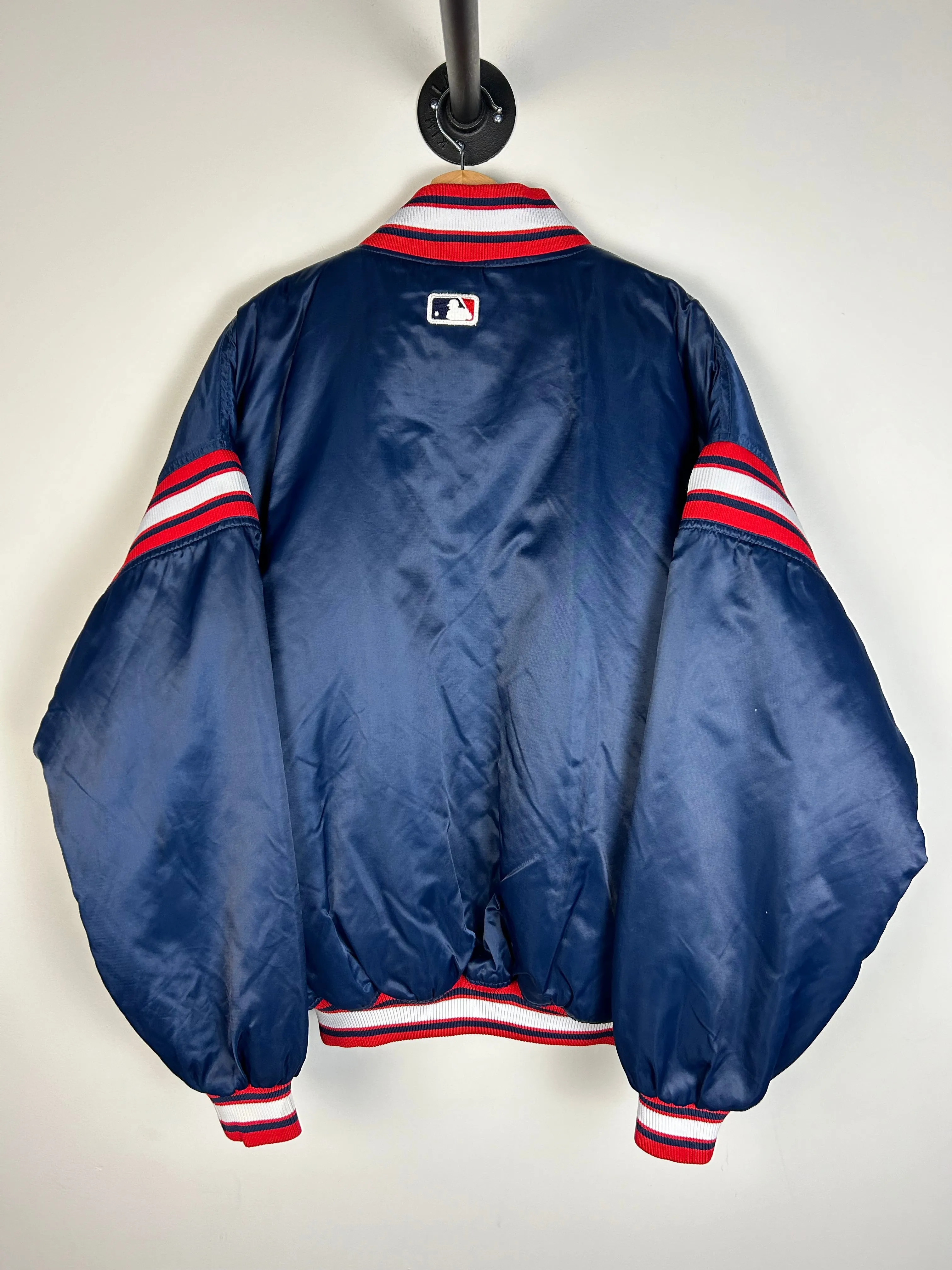 Vintage Y2K Starter Cleveland Indians Navy Satin Varsity Jacket