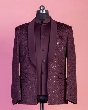 Wine Blazer for Party in Silk