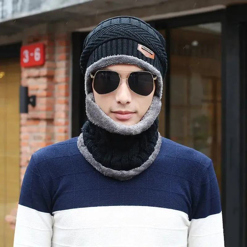 Winter Beanie Hat with Scarf