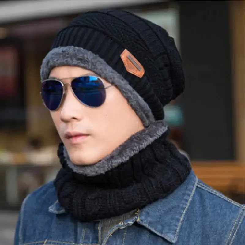 Winter Beanie Hat with Scarf