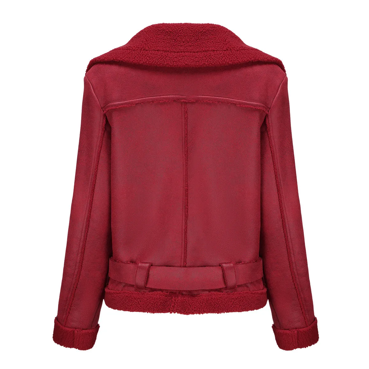 Women Faux Fur Shearling Leather Jacket