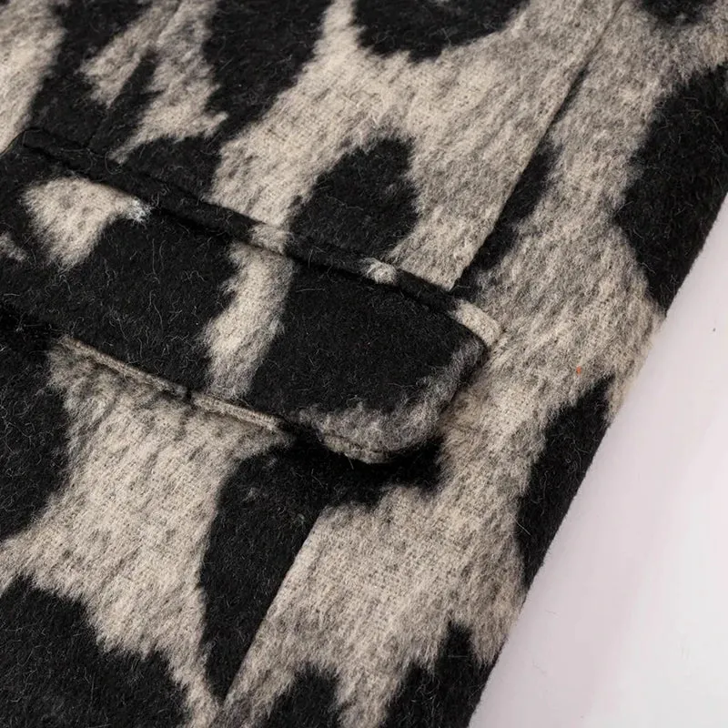 Women's Leopard Print Blazer Loose Casual Vintage Suit Jacket