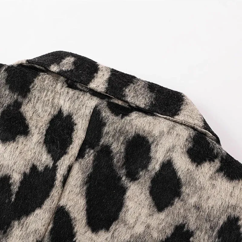 Women's Leopard Print Blazer Loose Casual Vintage Suit Jacket