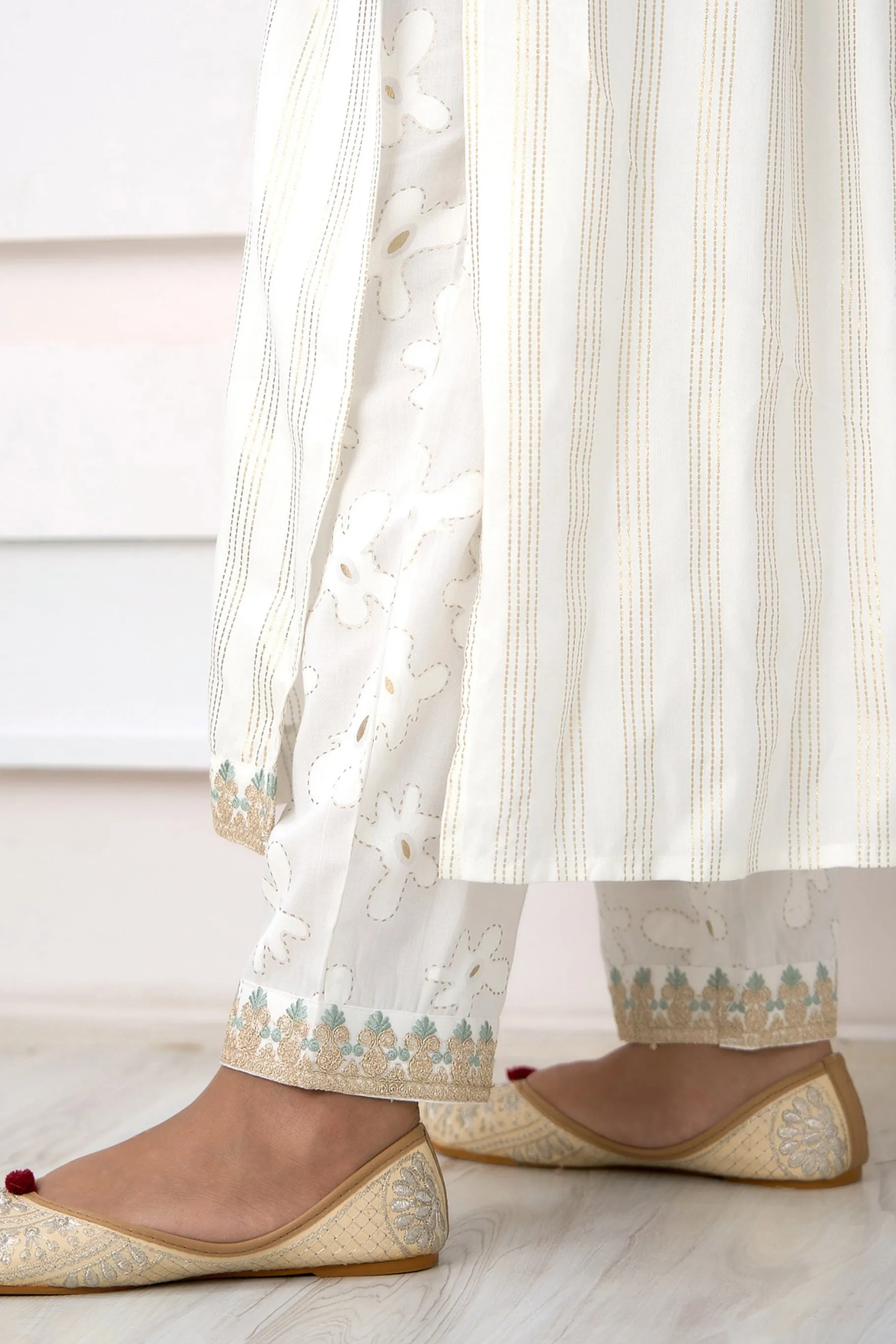Womens Rayon White Alia Cut A-Line Kurta Pant and Dupatta With Fancy Potli Set