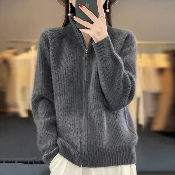 Wool Cardigan With Zipper