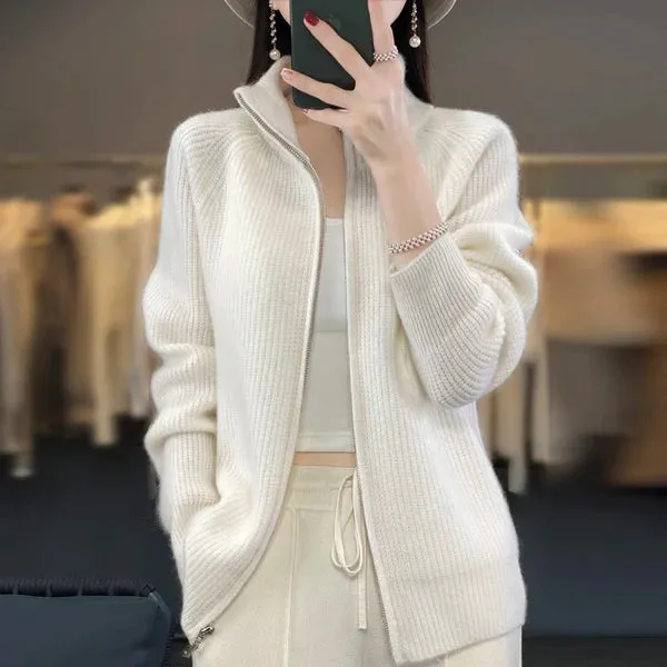 Wool Cardigan With Zipper