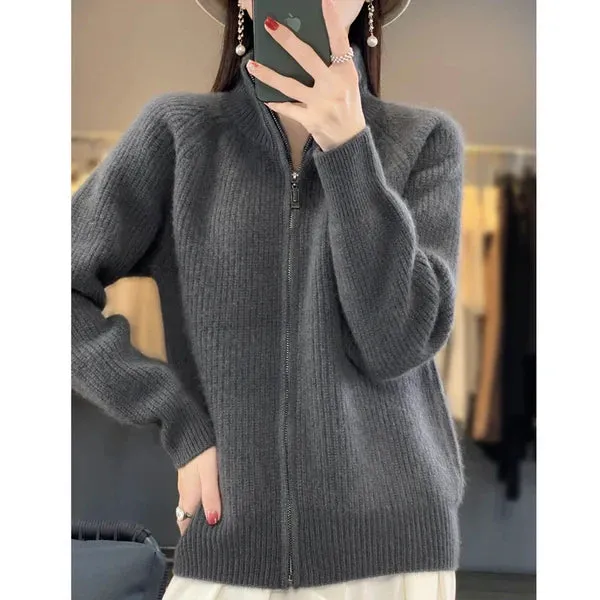 Wool Cardigan With Zipper