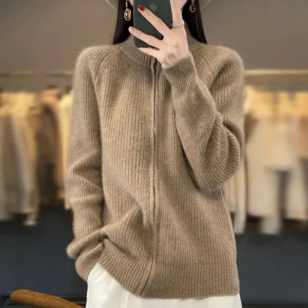 Wool Cardigan With Zipper