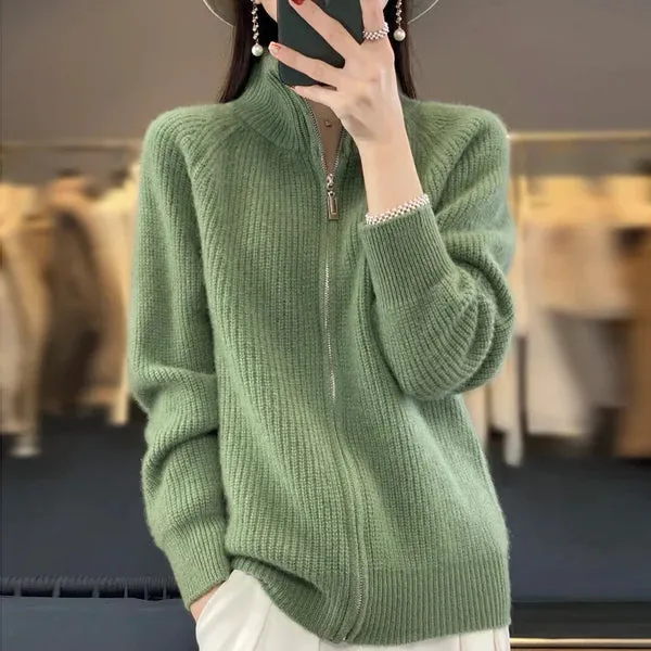 Wool Cardigan With Zipper