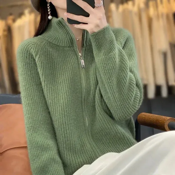 Wool Cardigan With Zipper