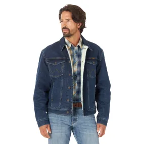 Wrangler Mens Retro Sherpa Lined Western Denim Jacket - Dusty Blue