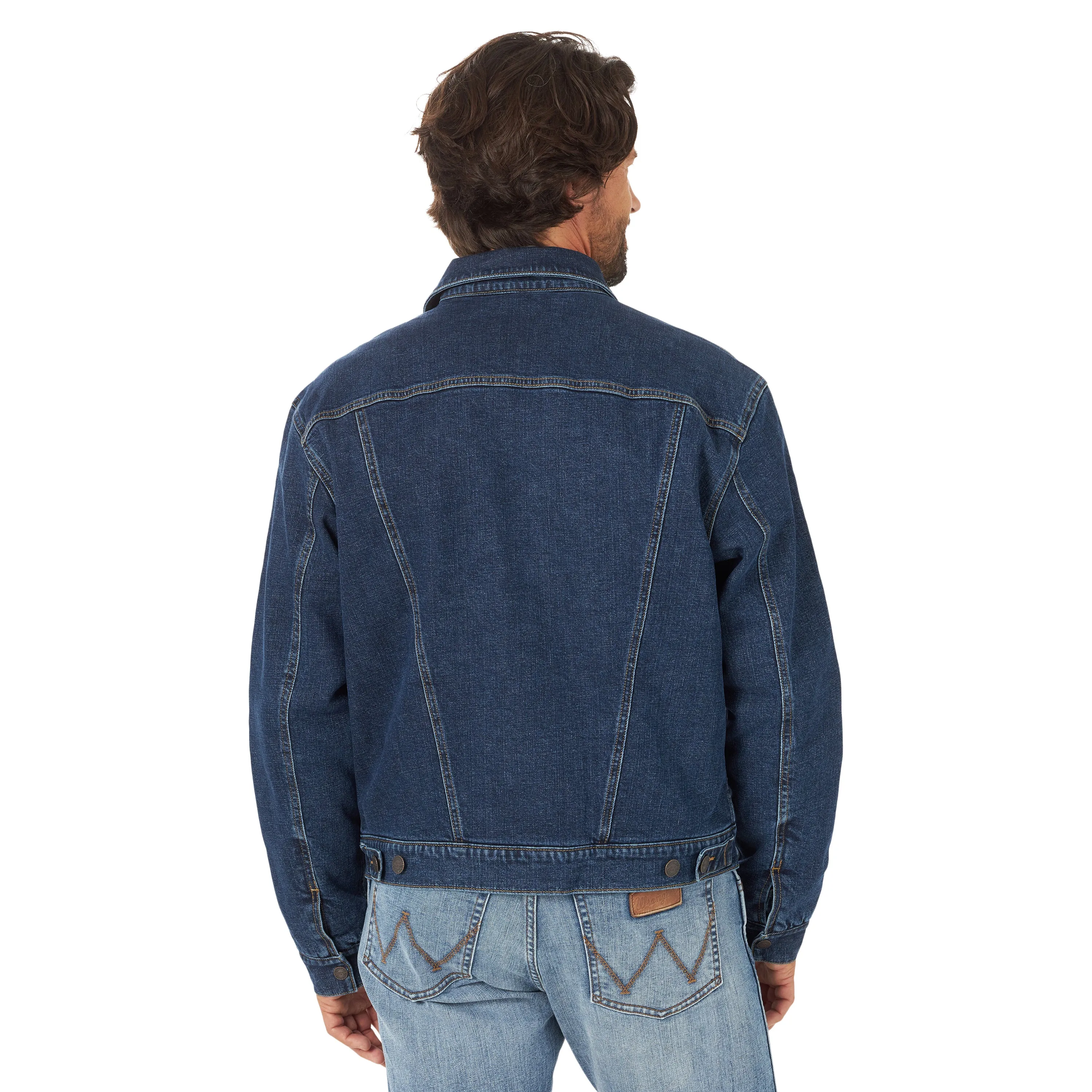 Wrangler Mens Retro Sherpa Lined Western Denim Jacket - Dusty Blue