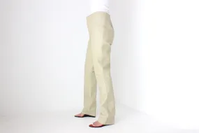 Y2K Neutral Beige Vinyl High Waist Bootcut Pants