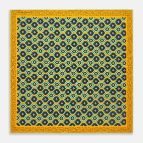 Yellow Medallion Print Silk Pocket Square