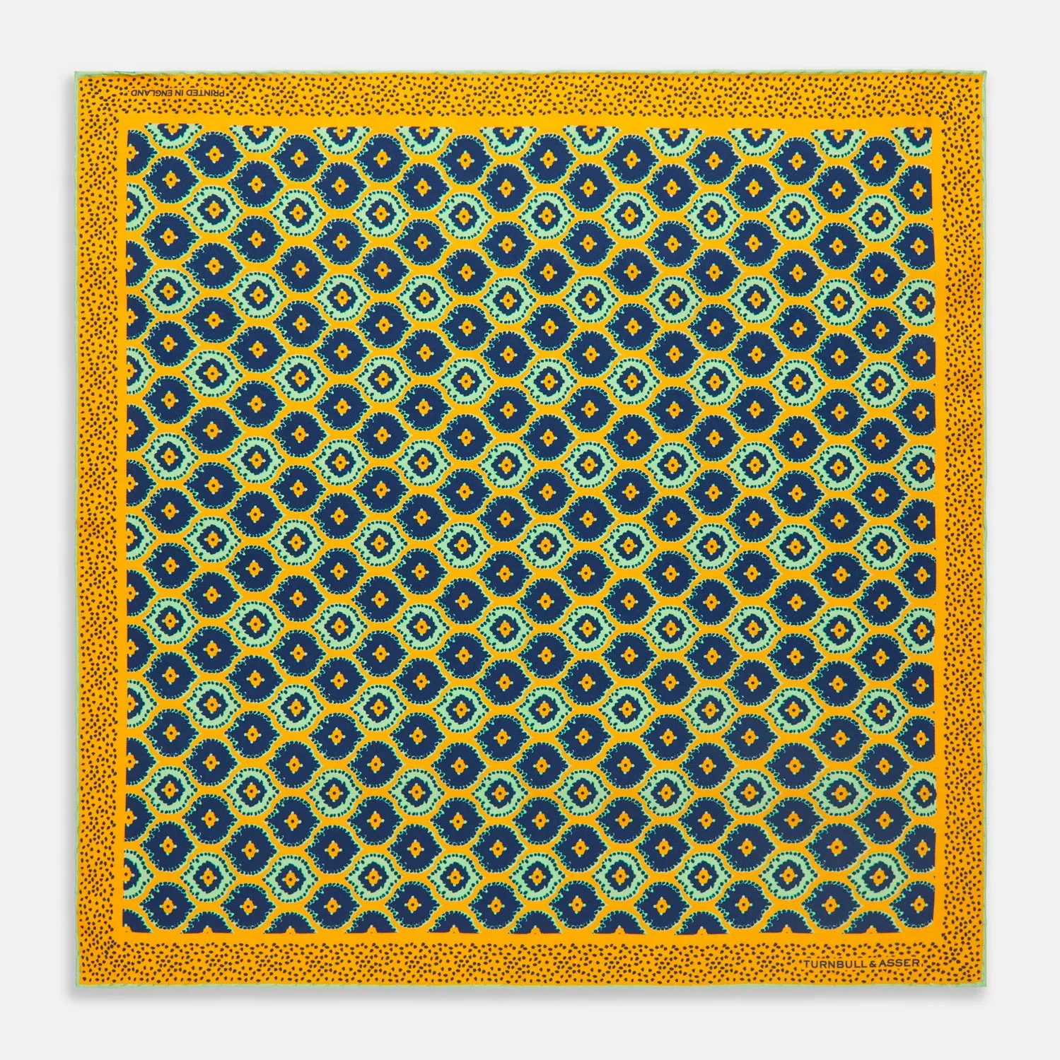 Yellow Medallion Print Silk Pocket Square